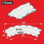 Hacker-Model HCT9739D - TT - Gebogene Segment, 2-gleisig, R353/396 mm, 60° (3 Stück)